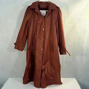 London Fog Womens Vintage Trench Coat Size 10 Petite Wine color